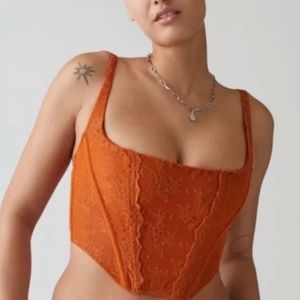 Urban Outfitters Burnt Orange Love struck lace corset